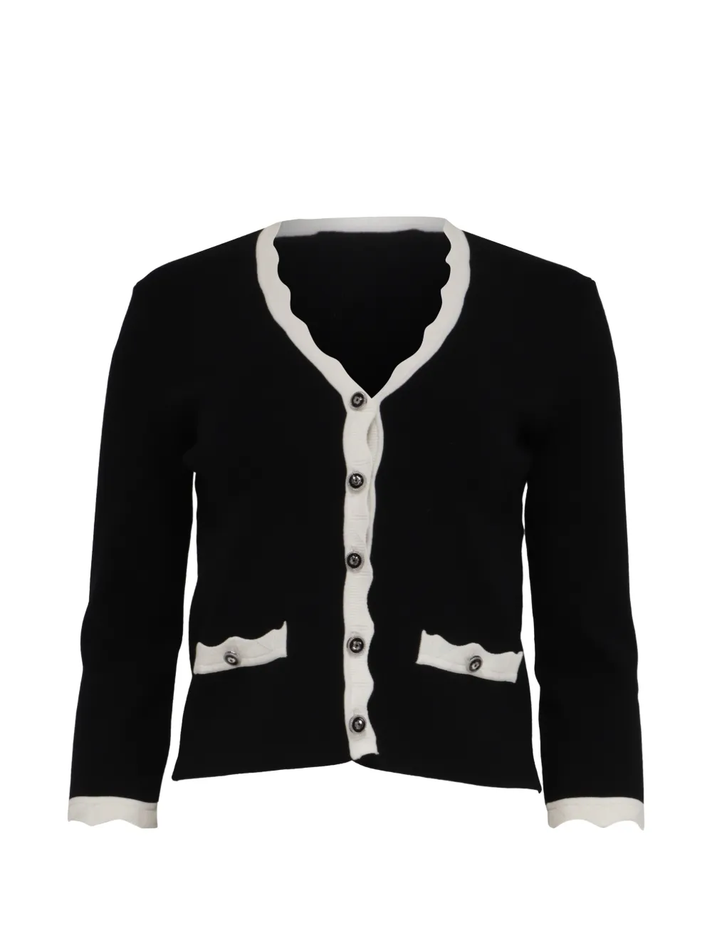 Maje 2023 Molinette scalloped-trim cardigan - Nero