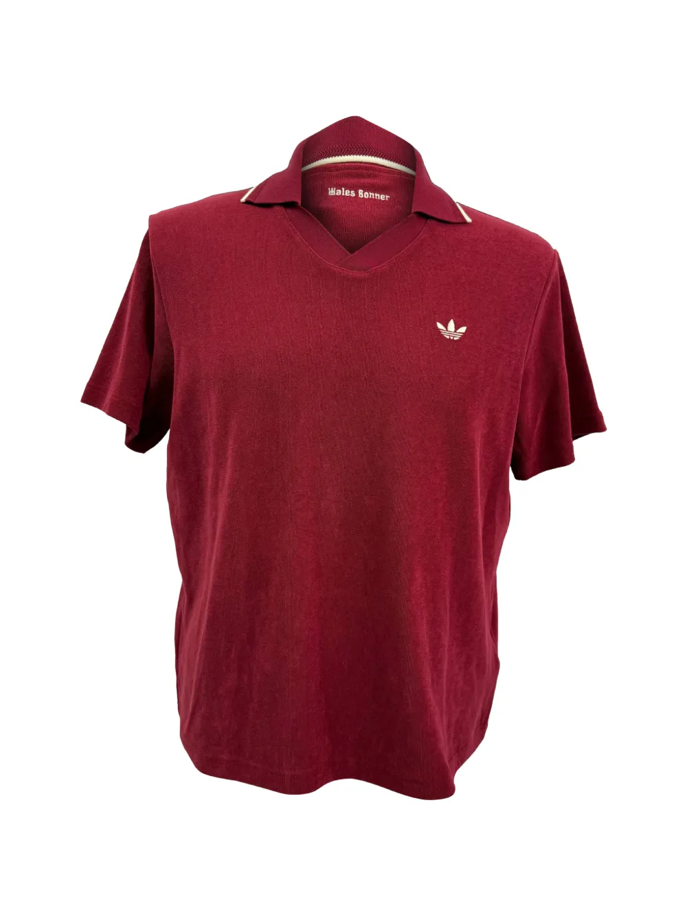 Wales Bonner x Adidas 2025 towel terry embroidered polo shirt - Rosso