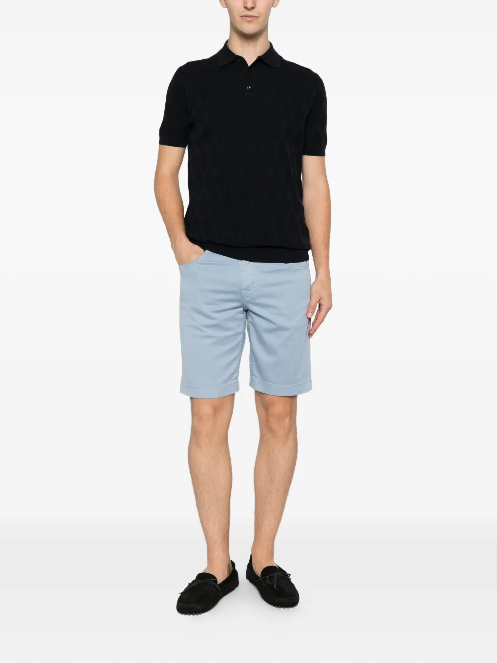 Jacob Cohën Shorts met logopatch Blauw