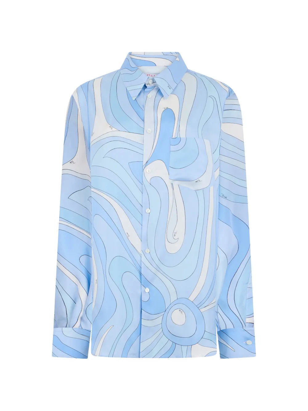 Pucci Marmo-print Oversized Silk Shirt In Blue