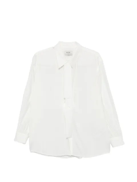 System tie-detail pleated shirt