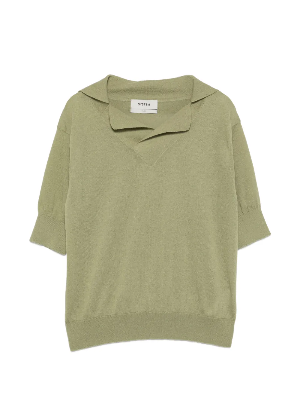 System V-neck short-sleeve top - Verde