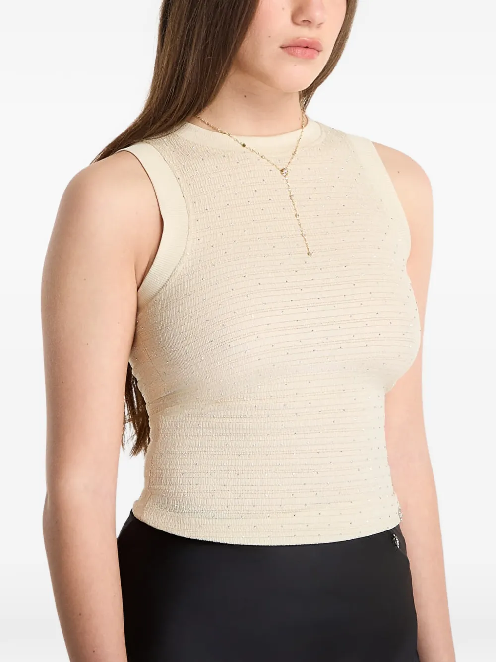 GUESS USA rhinestones tank top Beige