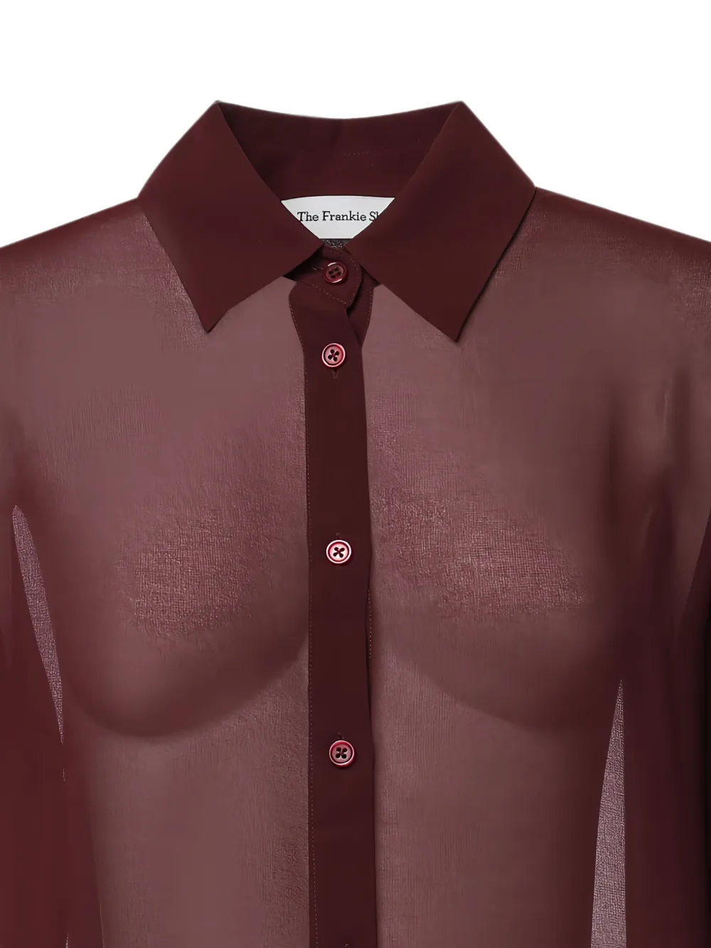 The Frankie Shop Peri Georgette doorzichtige blouse met knopen Rood