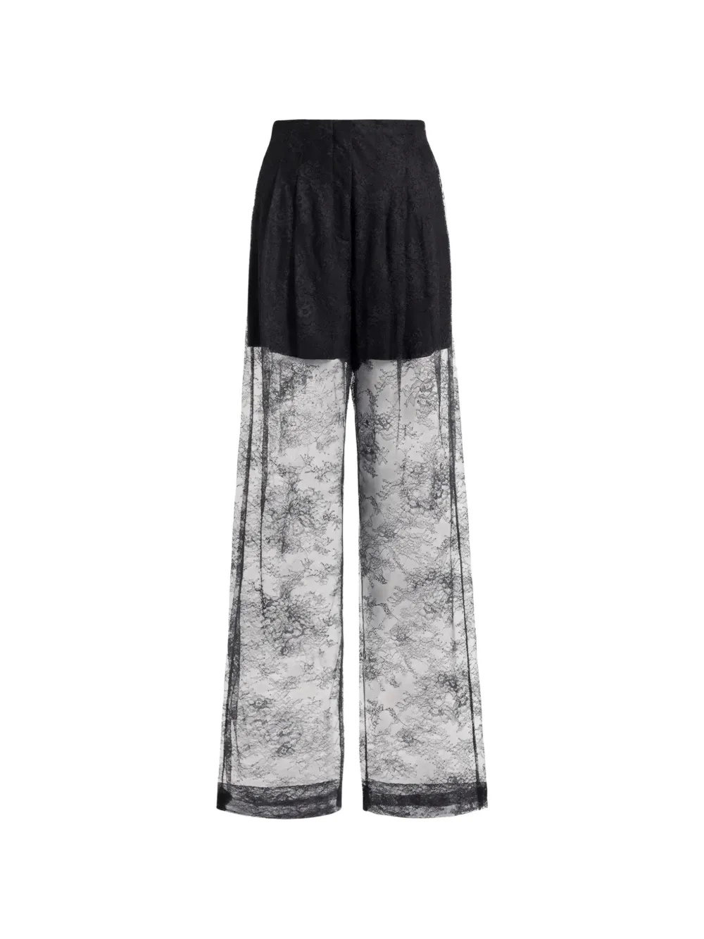 Alberta Ferretti sheer lace-panelled trousers - Nero