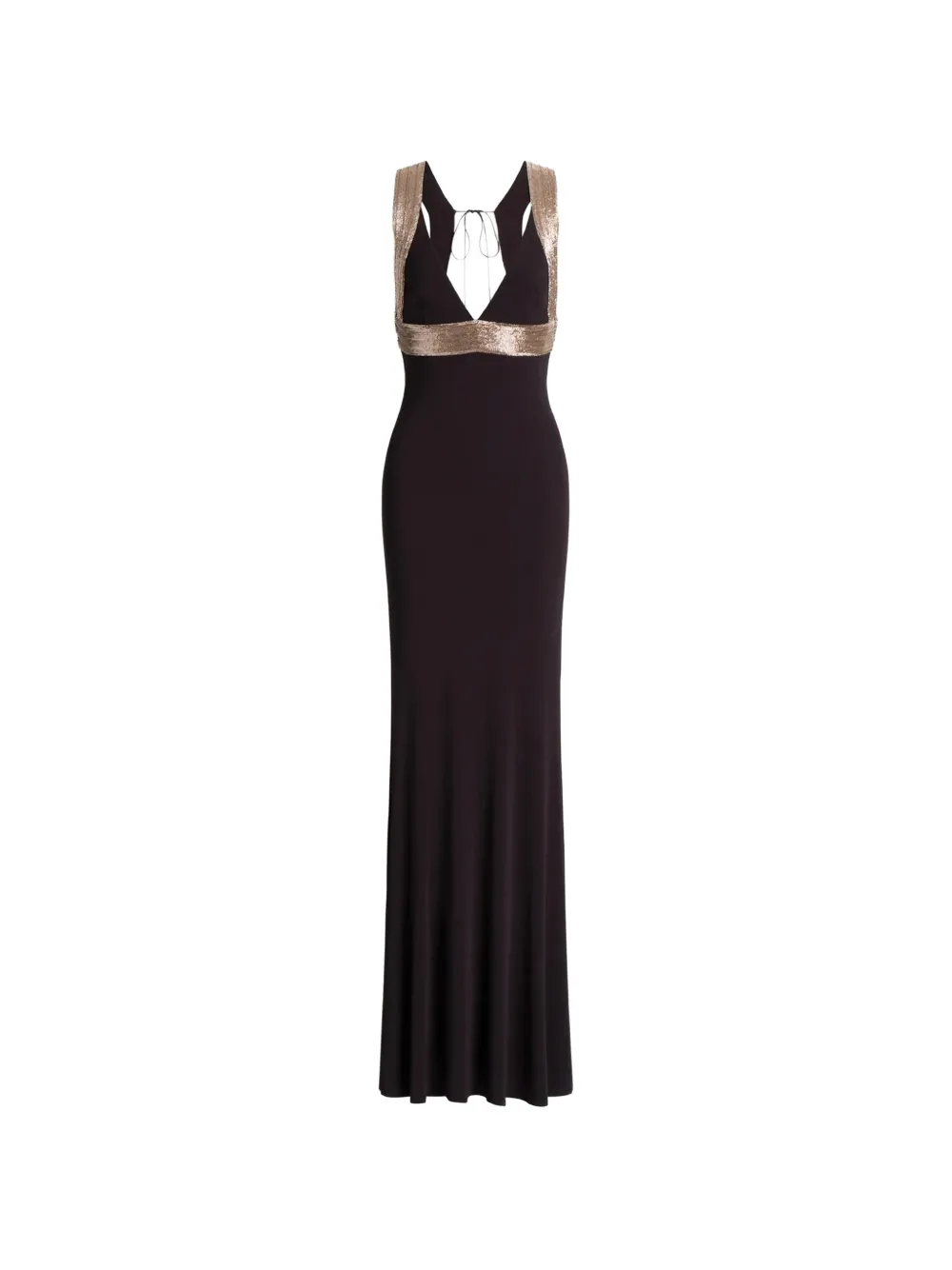 Alberta Ferretti sequin-embellished V-neck maxi dress - Brown