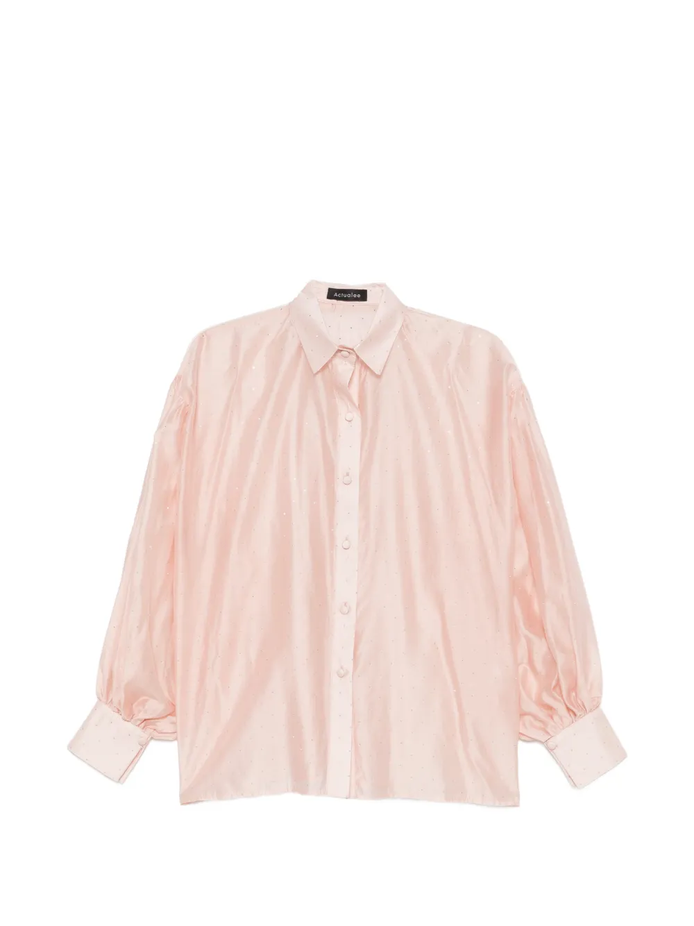 Actualee Rhinestone-embellished Puff-sleeve Shirt In Pink