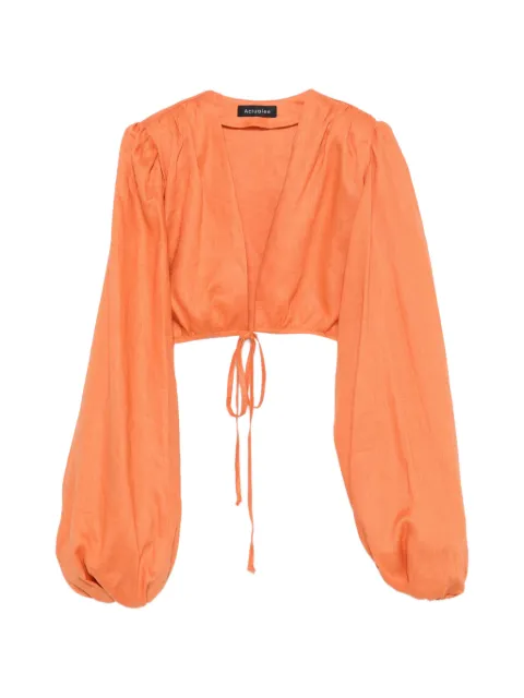 ACTUALEE tie-fastening puff-sleeve top