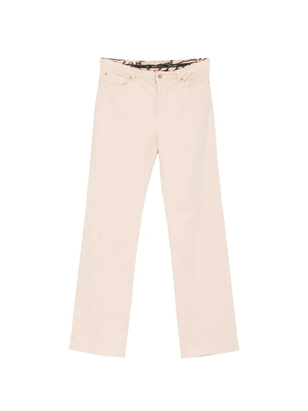 Roberto Cavalli Vintage 2000s logo-plaque straight-leg trousers - Toni neutri