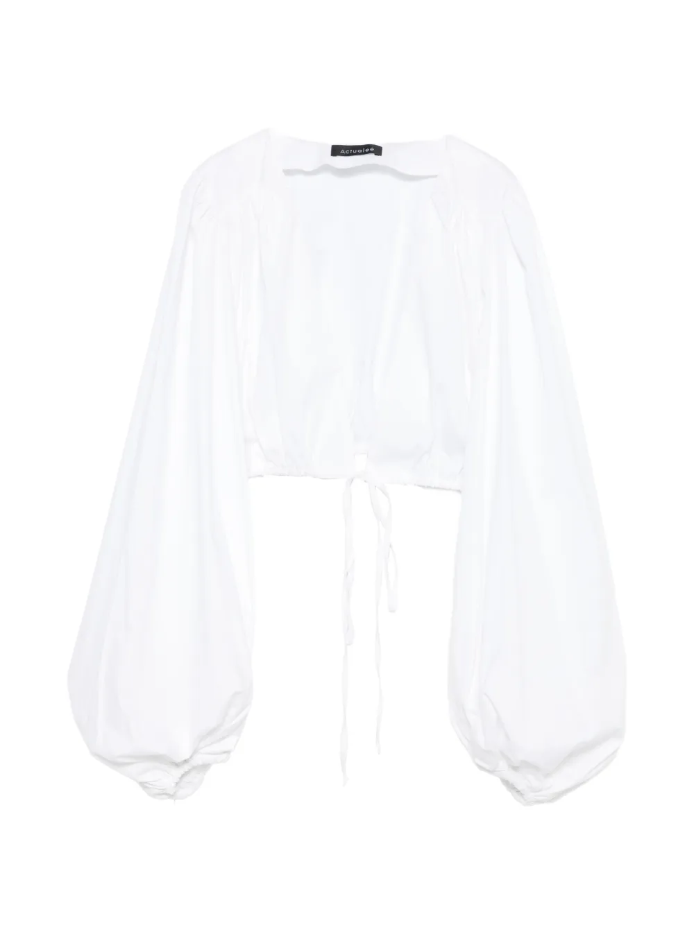 ACTUALEE tie-fastening puff-sleeve top - Bianco