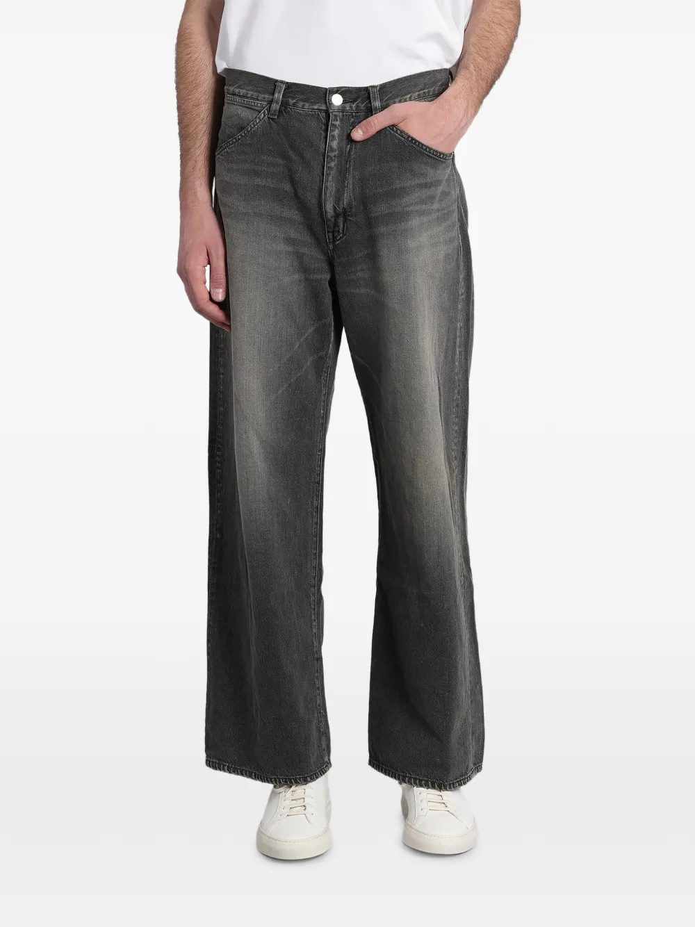 Attachment faded-effect panelled jeans - Grigio