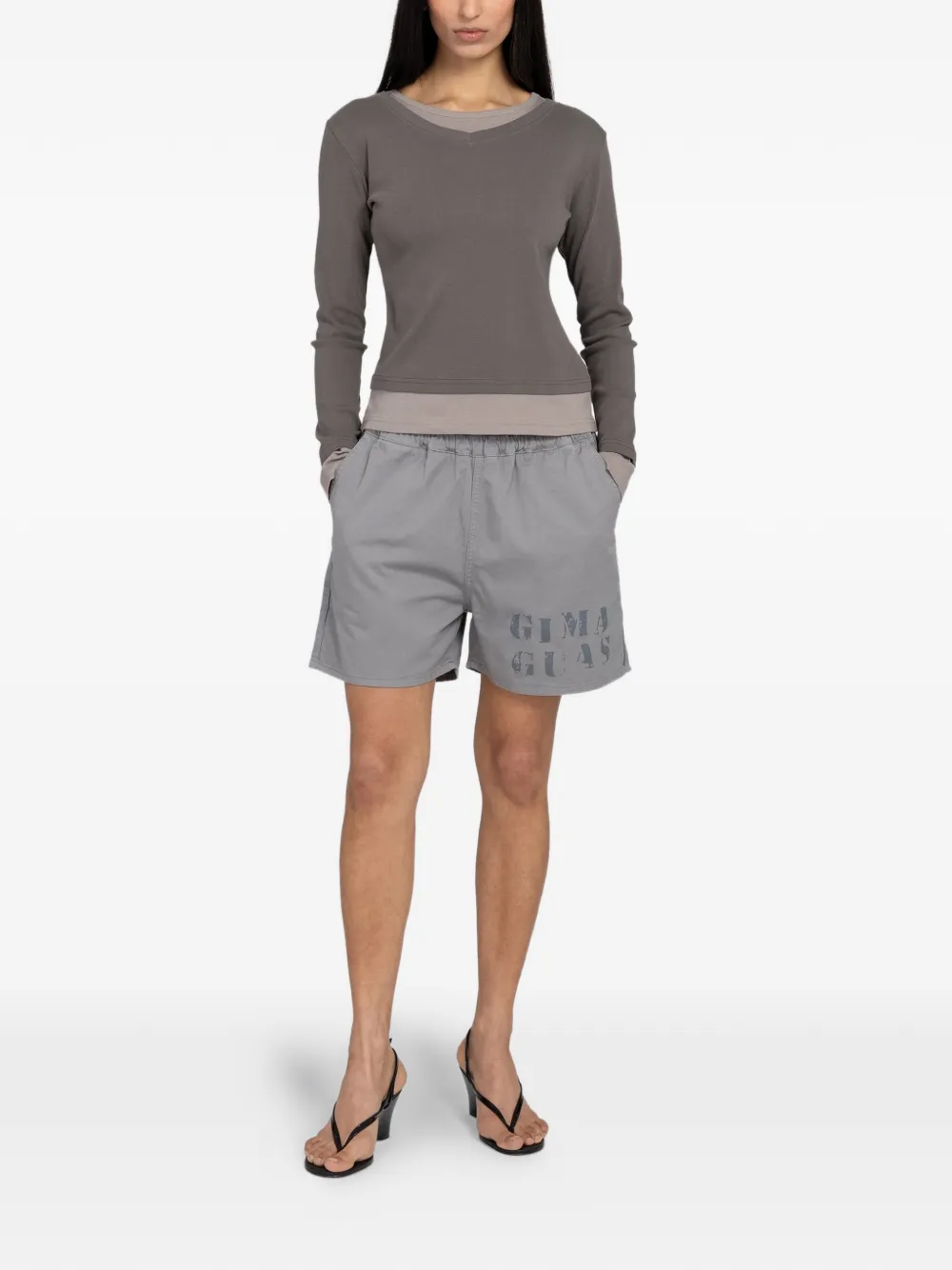Gimaguas Gima shorts met logoprint Grijs