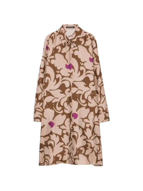 Luisa Cerano floral-print long-sleeve shirt midi dress