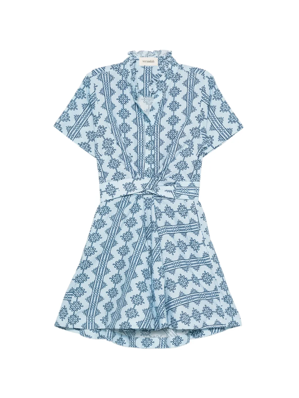 Verandah Bawa stripes ruffled-collar mini dress - Blu