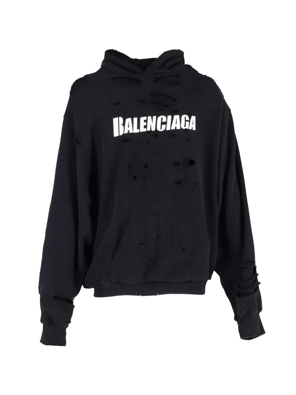 Balenciaga Pre-Owned Caps Destroyed logo-print hoodie - Nero