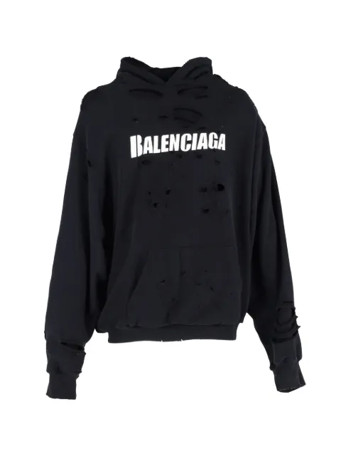 Balenciaga Pre-Owned Caps Destroyed logo-print hoodie