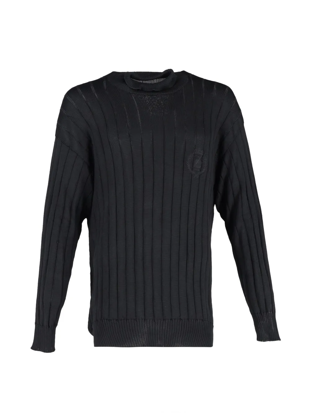 Balenciaga Pre-Owned 2023 crest-embroidered ribbed sweater - Nero