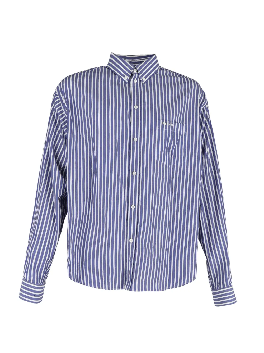 Balenciaga Pre-Owned logo-embroidered striped shirt - Blu