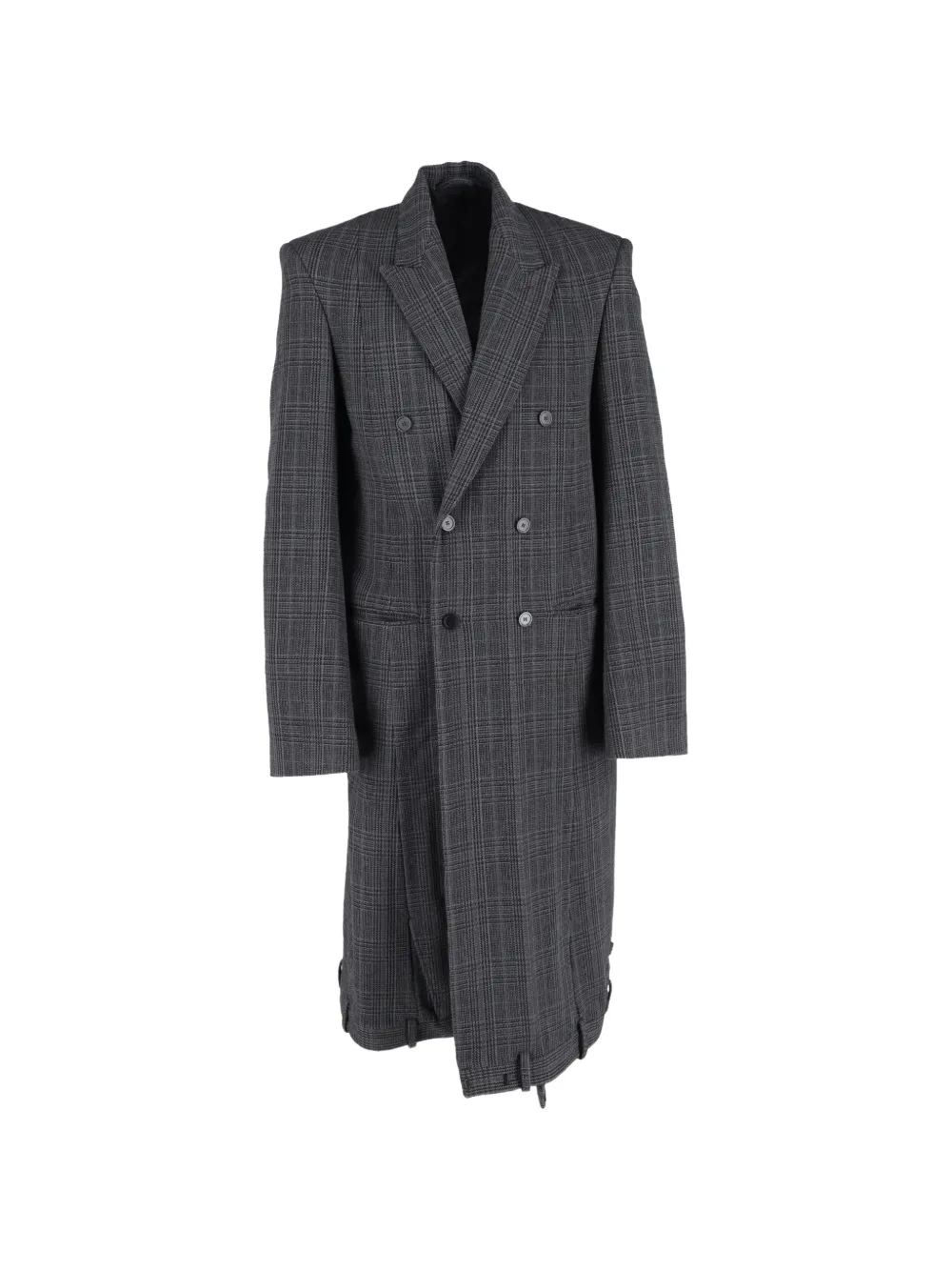 Balenciaga Pre-Owned check-pattern double-breasted coat - Grau