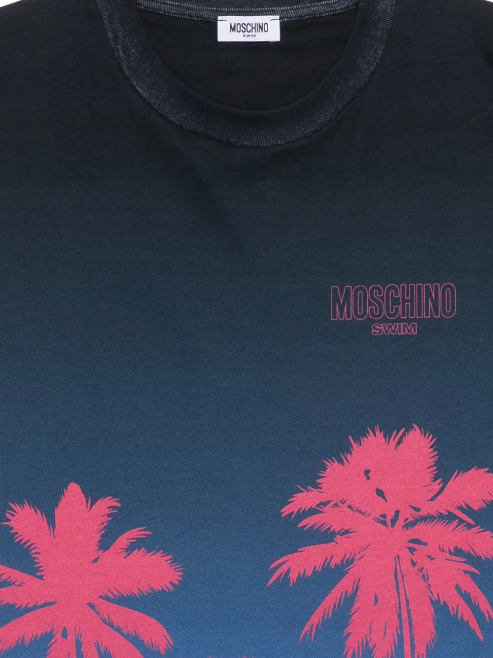 Moschino T-shirt met palmboom-print en ombré-effect Blauw