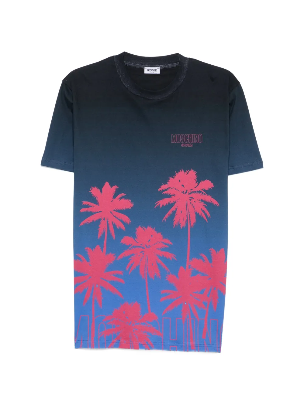Moschino palm-tree-print ombré T-shirt - Blau