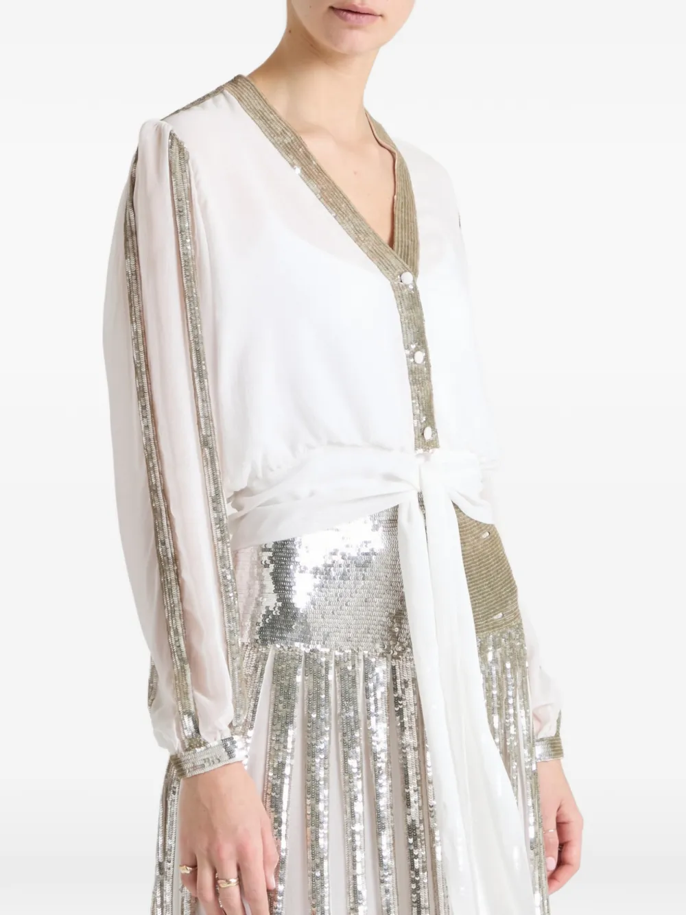 Temperley London Filigree blouse verfraaid met pailletten Wit