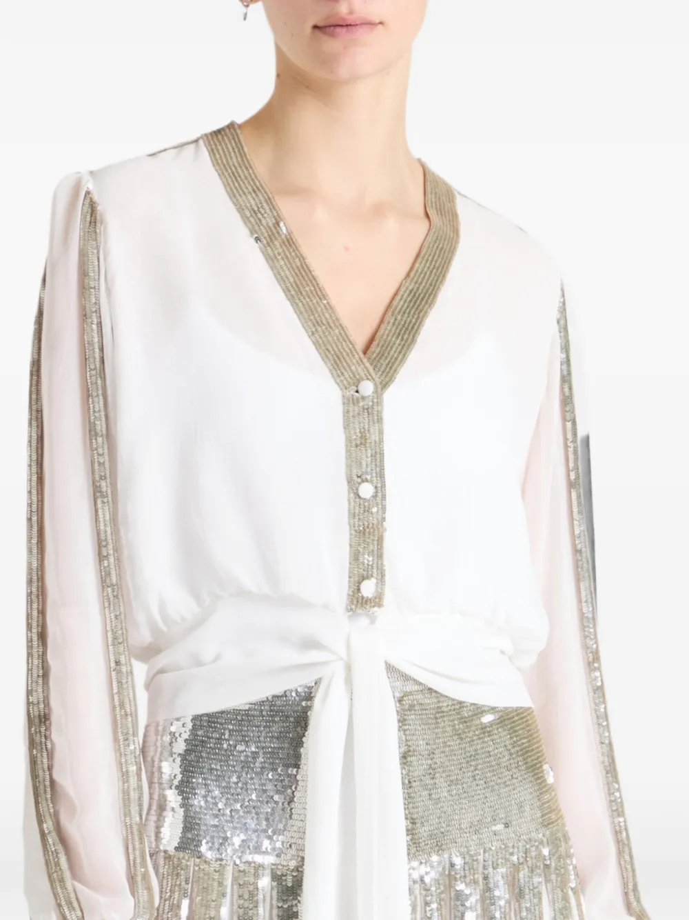 Temperley London Filigree blouse verfraaid met pailletten Wit