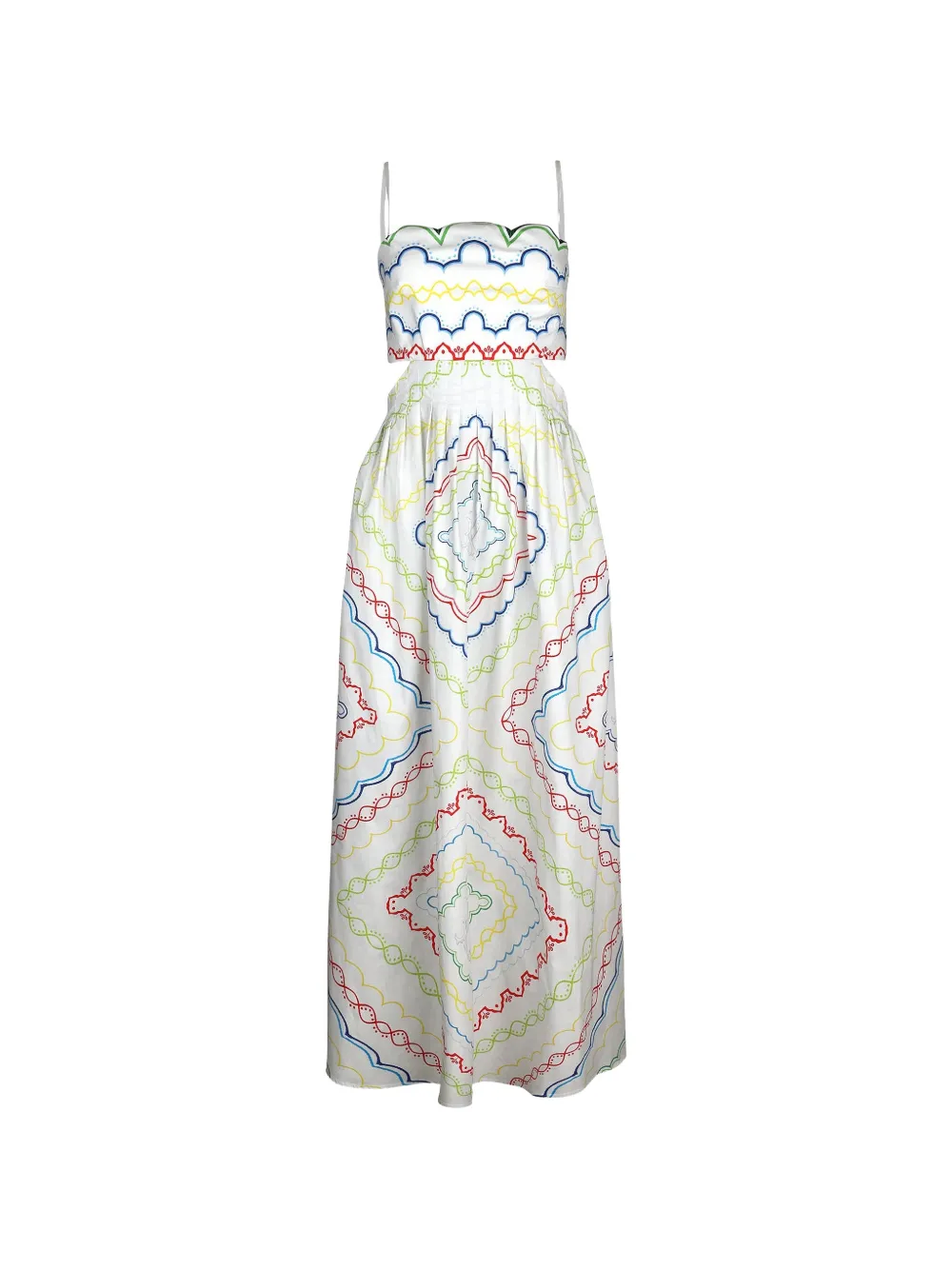 Mary Katrantzou Finley geometric-print cutout midi dress - Bianco