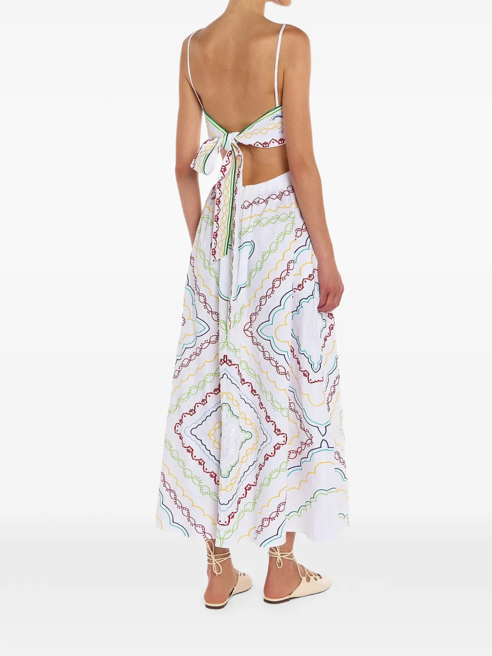 Mary Katrantzou Finley Geometric-print Cutout Midi Dress in White, view 3