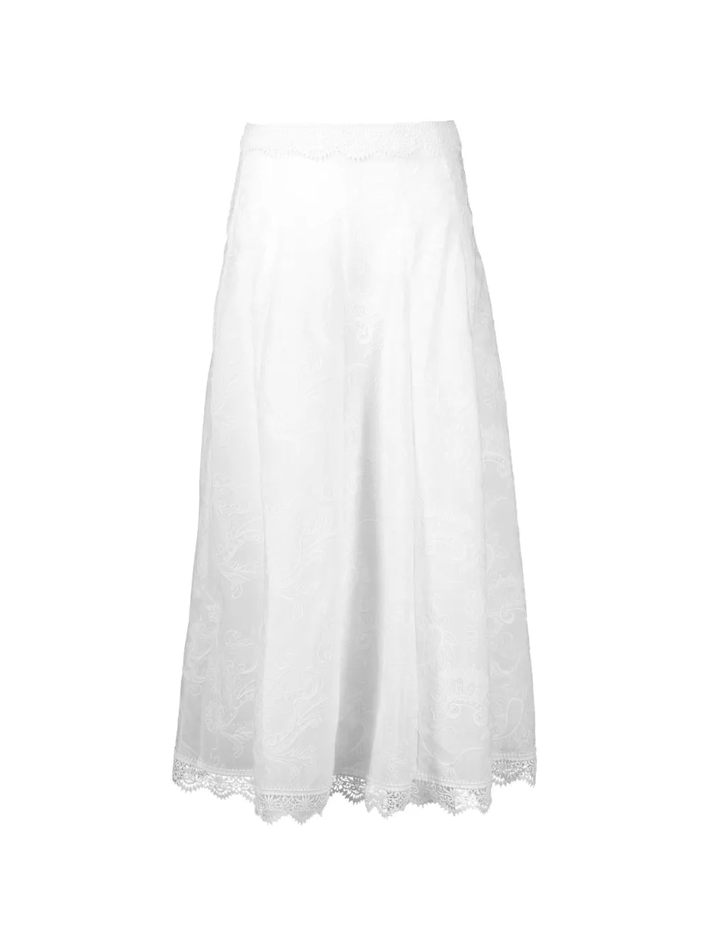 Waimari Kaluha lace-trimmed embroidered maxi skirt - Bianco