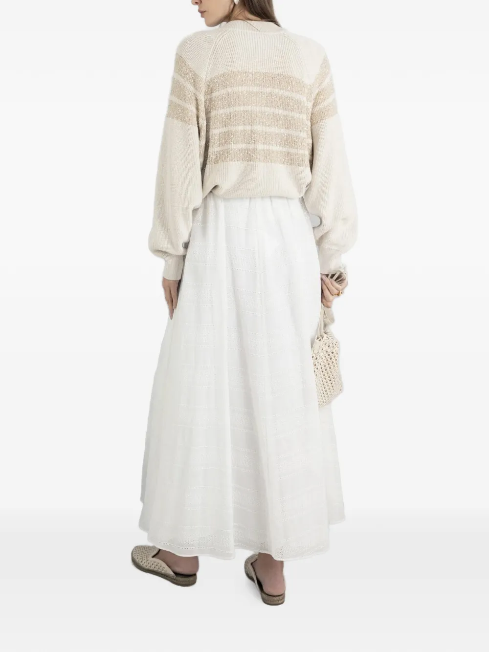 Brunello Cucinelli Vest verfraaid met pailletten en rits Beige