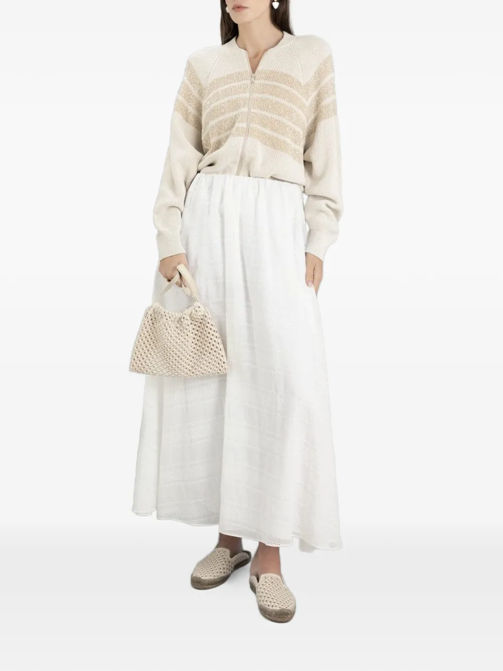Brunello Cucinelli Vest verfraaid met pailletten en rits Beige
