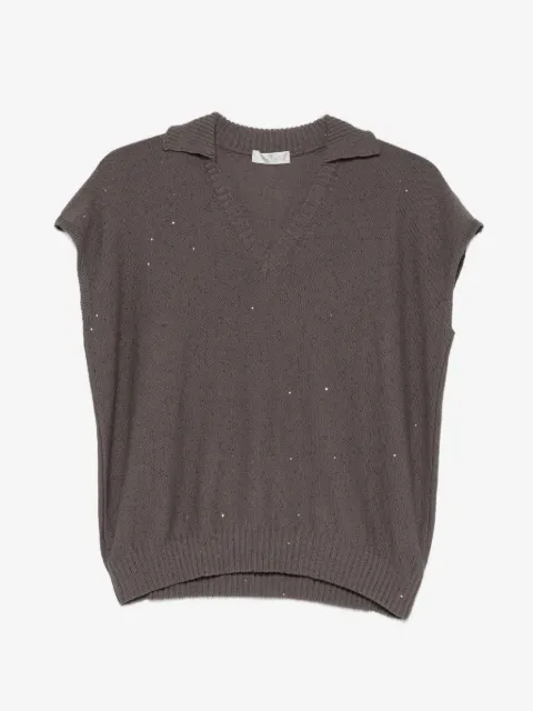 PANICALE sequin-embellished V-neck T-shirt