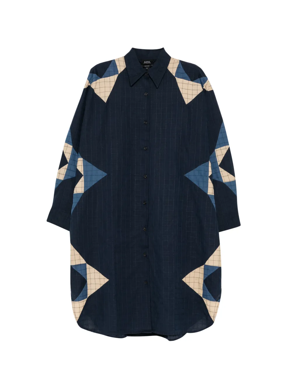 A.p.c. Patchwork Midi Dress In Blue
