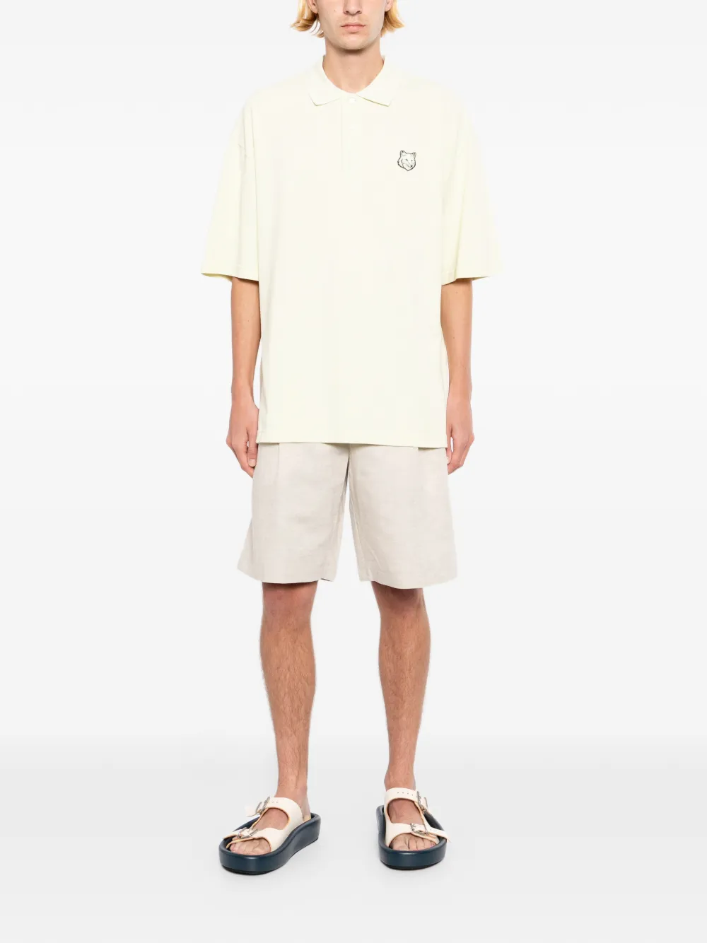 Maison Kitsuné Fox Head poloshirt Geel