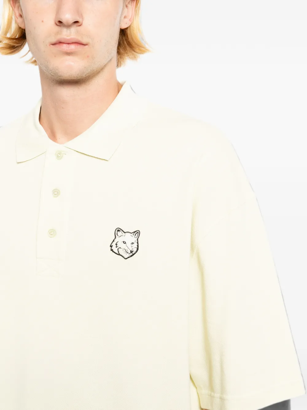 Maison Kitsuné Fox Head poloshirt Geel