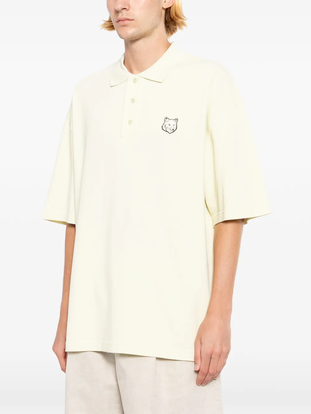 Maison Kitsuné Fox Head poloshirt Geel
