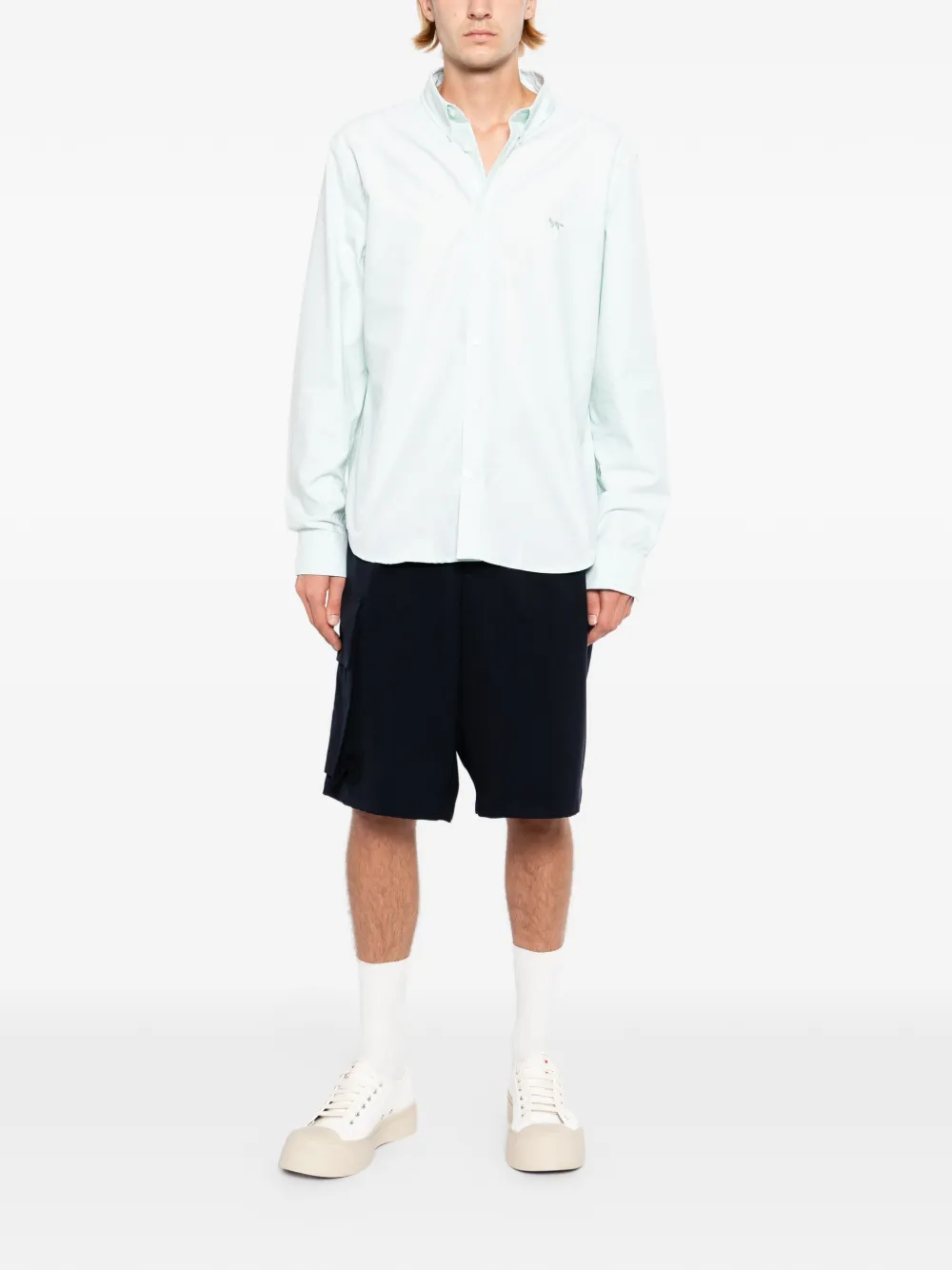 Maison Kitsuné Profile Fox Oxford overhemd Groen