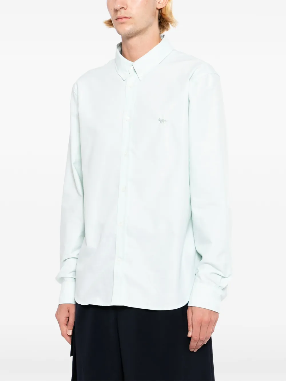 Maison Kitsuné Profile Fox Oxford overhemd Groen