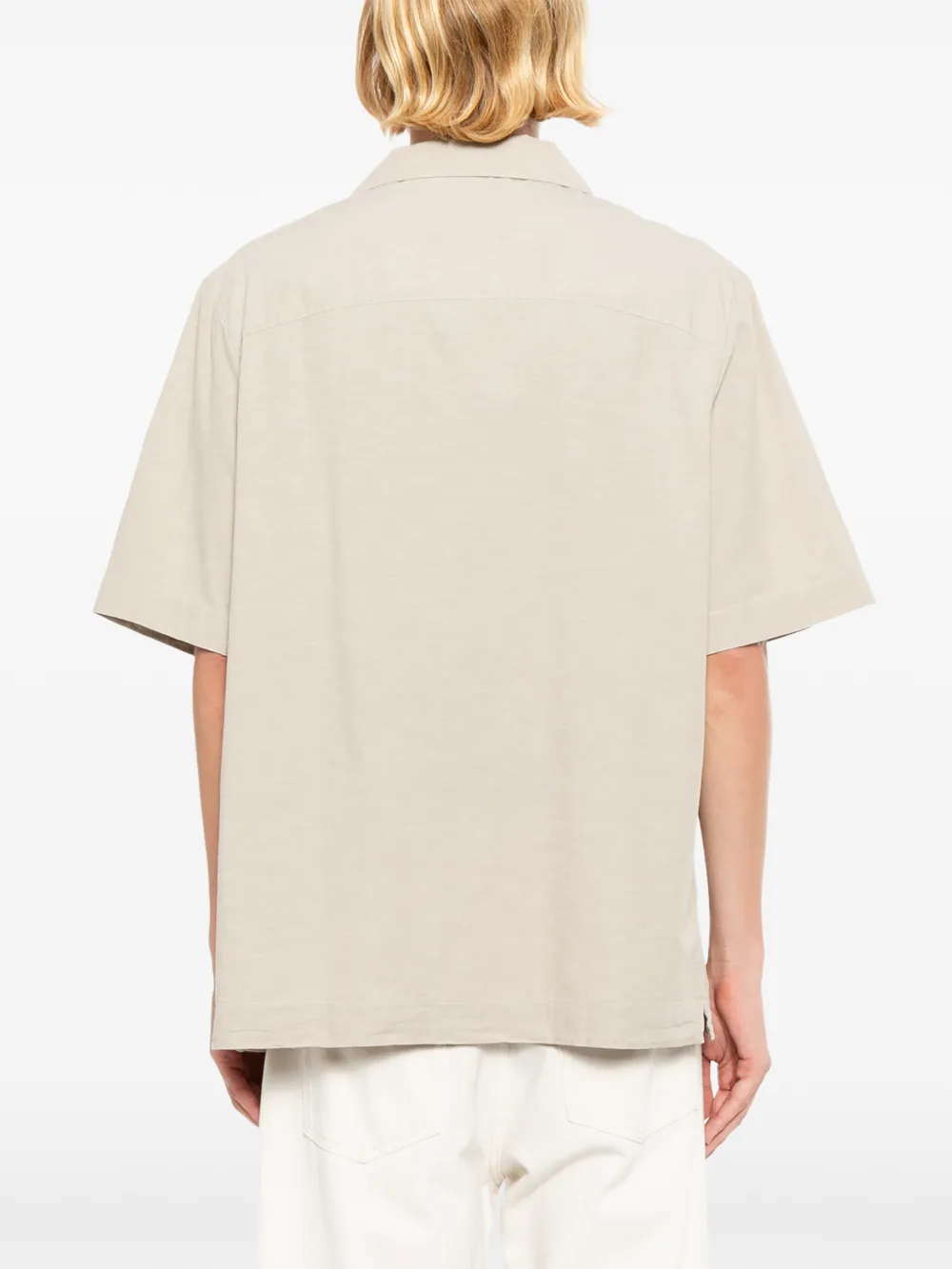 A.P.C. Overhemd met korte mouwen en bowlingkraag Beige