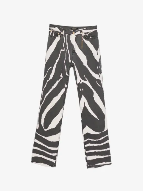 Roberto Cavalli Vintage 2000s zebra-print jeans
