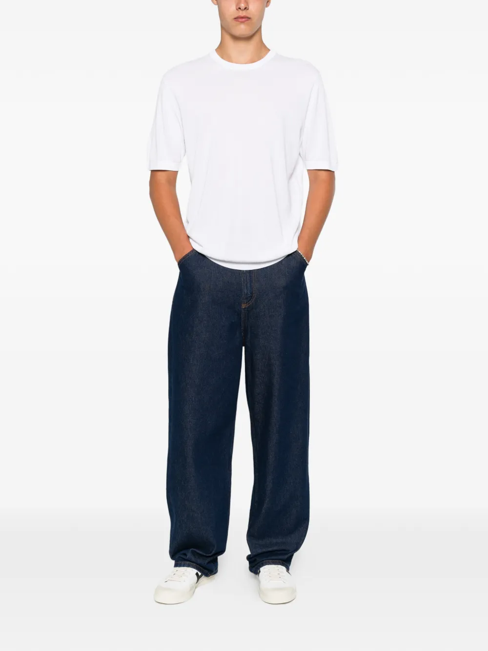 Roberto Collina T-shirt met geribbelde afwerking Wit