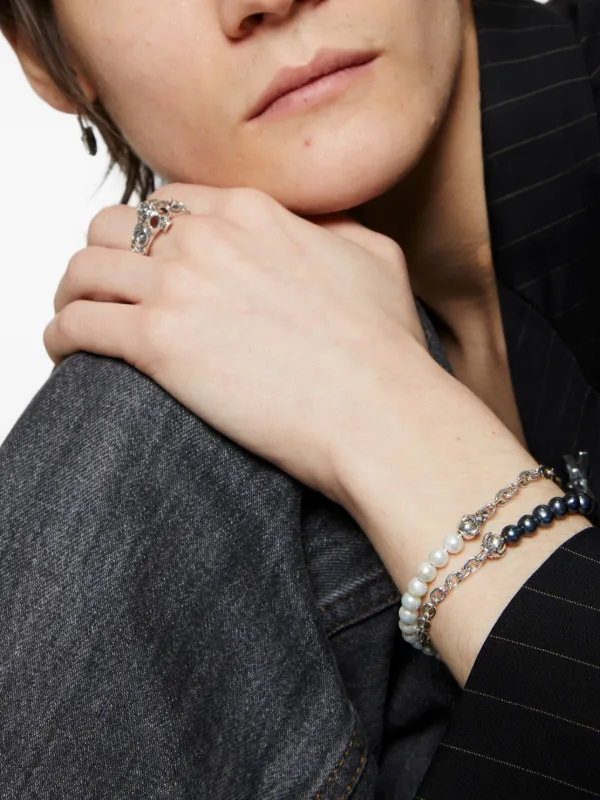 Emanuele Bicocchi Pearl half-chain Bracelet | Silver | FARFETCH