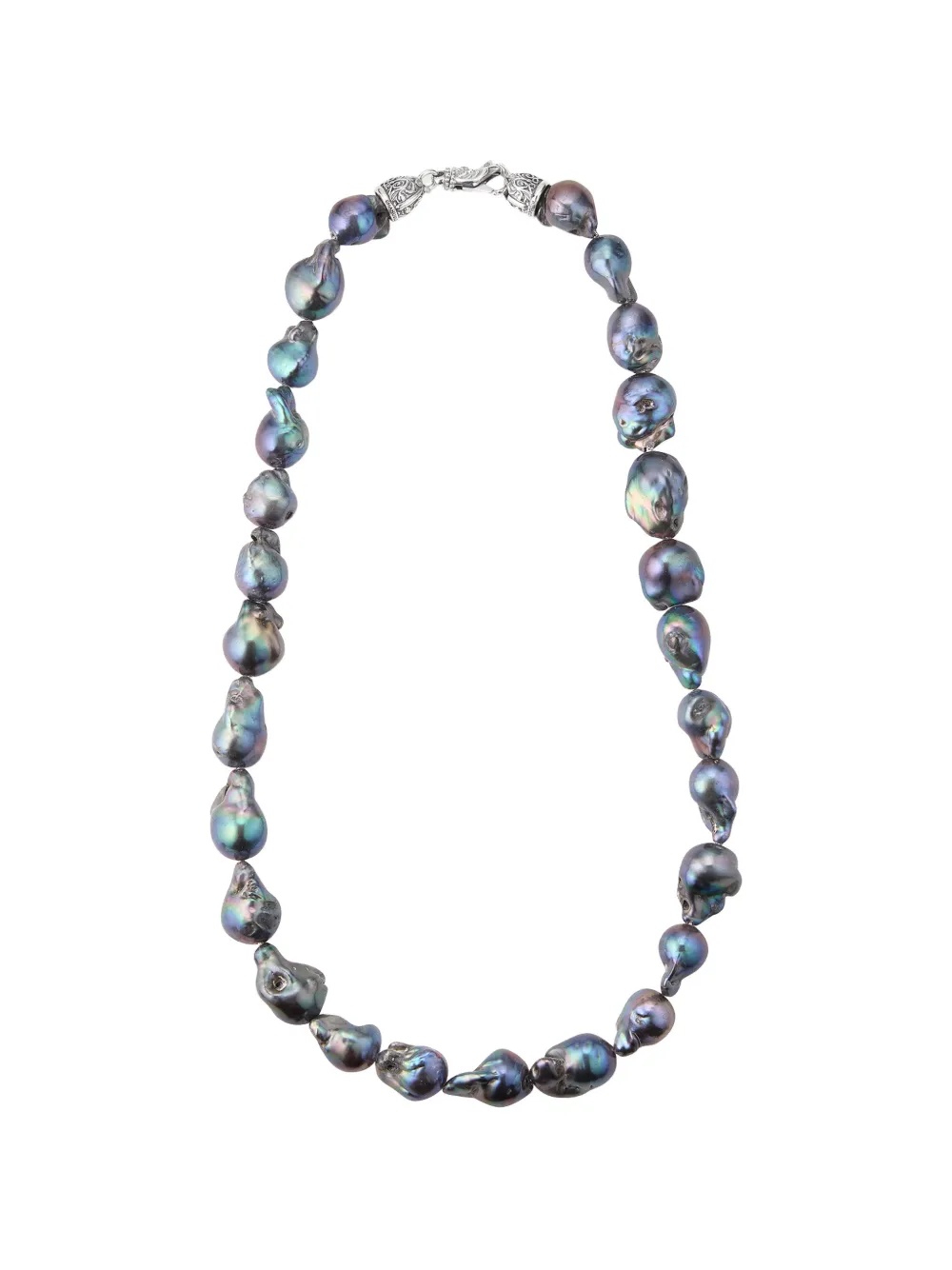 Emanuele Bicocchi oversize black Baroque pearl necklace - Silber