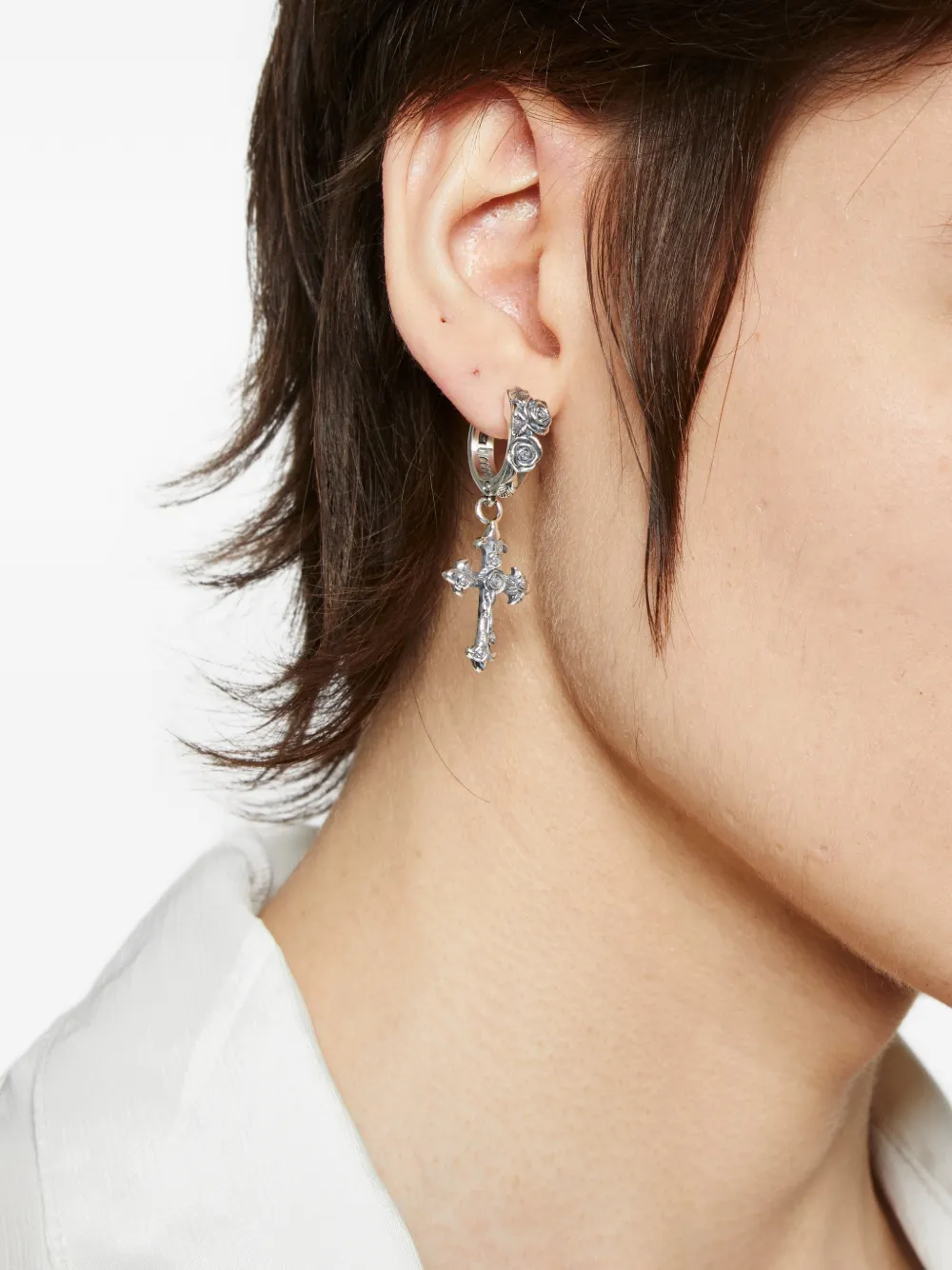 Emanuele Bicocchi Rose Cross earring - Silber