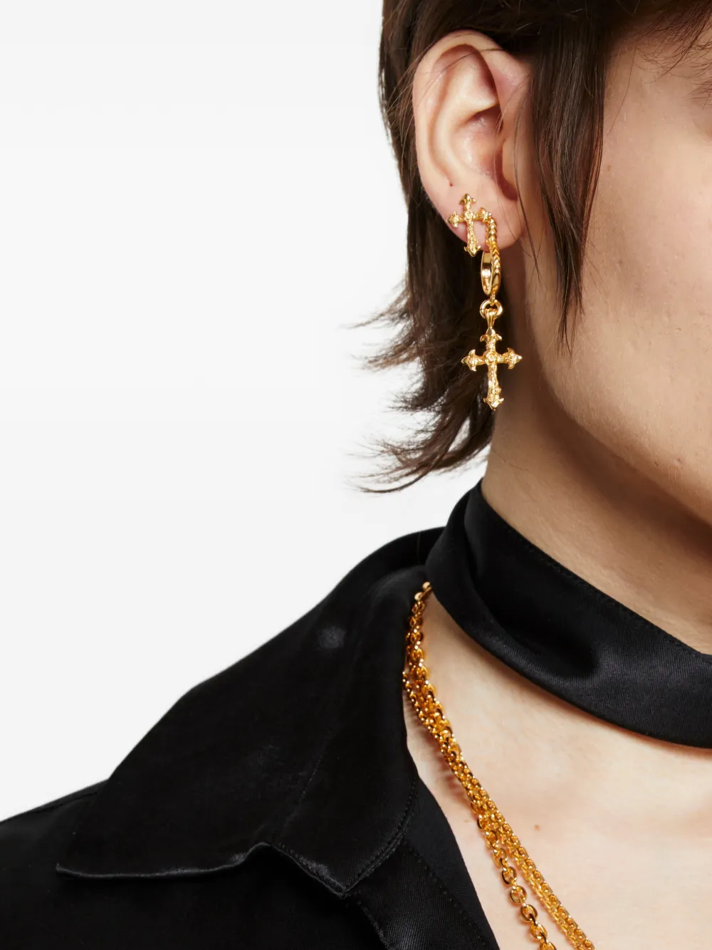 Emanuele Bicocchi Rose Cross earring - Gold
