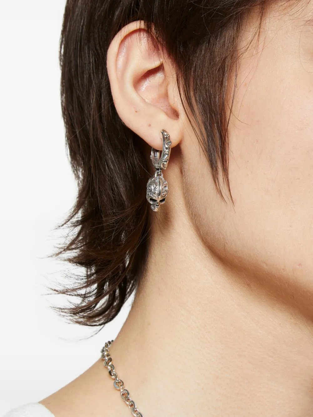Emanuele Bicocchi Skull hoop earring - Silber