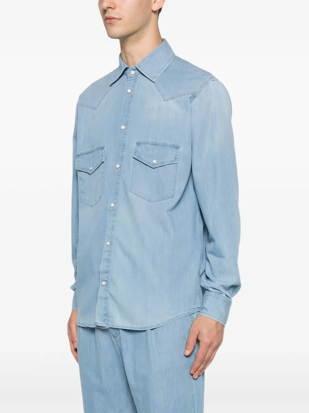  Panicale Camisa Con Bolsillo De Solapa - Azul 