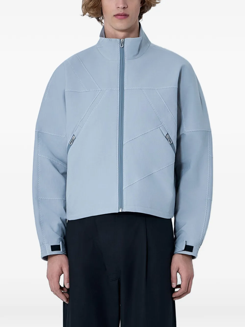 Kiko Kostadinov Fosco geometric-stitch high-neck jacket - Grau