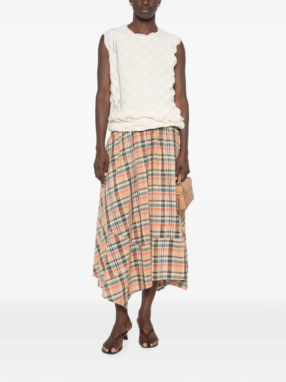Ulla Johnson Annette geruite midi-rok Beige